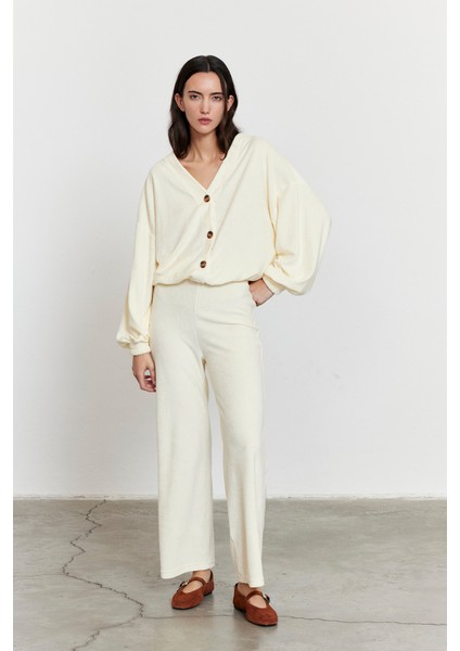 Havlu Kumaş Pantolon Bej