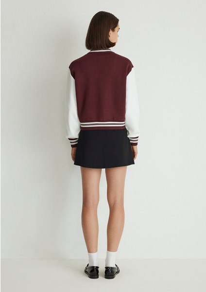 M Logo Patchli Bordo Bomber Ceket 1110636-70434 indirimleri