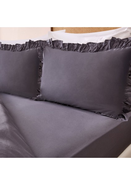 Soft Fırfırlı Çift Kişilik Nevresim Takımı - Antrasit fiyatları