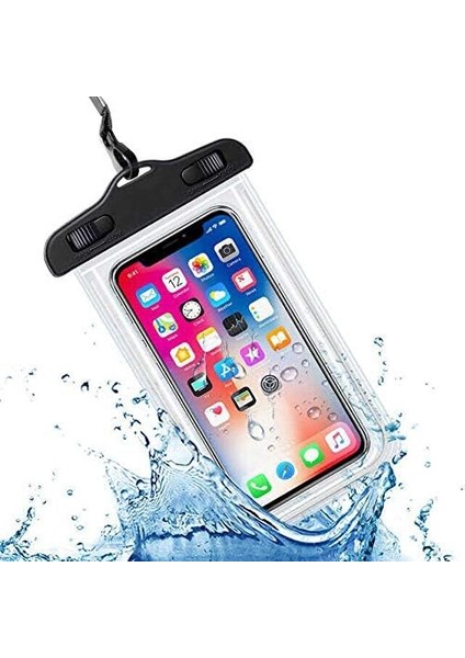 Su Geçirmez Cep Telefonu Kılıfı Tüm Telefonlara Uygun (7 Inçe KADAR)%100 Waterproof (Siyah)