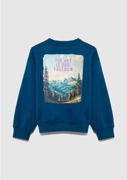 Baskılı Lacivert Sweatshirt 7S10156-89110 fırsatları