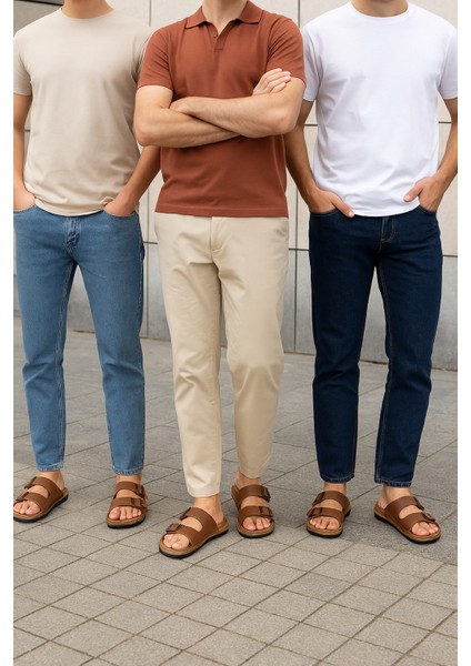 Erkek Ortopedik Dikişli Esnek Rahat Çift Monta Terlik