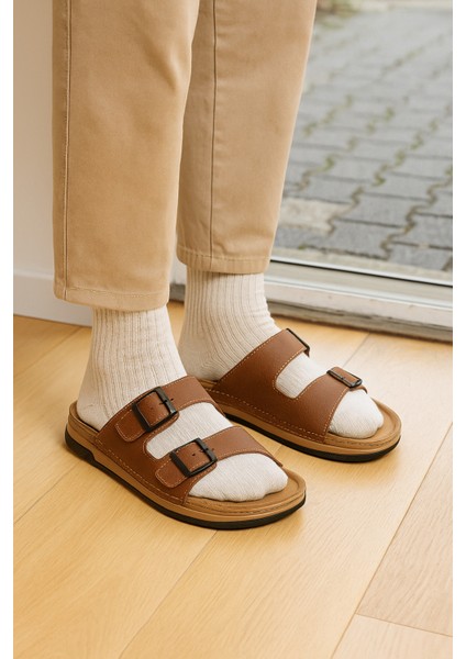 Erkek Ortopedik Dikişli Esnek Rahat Çift Monta Terlik