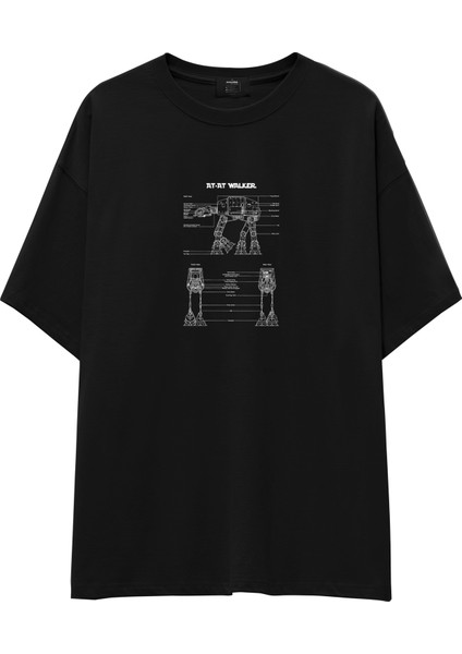 At-At Walker Oversize Tişört - Siyah