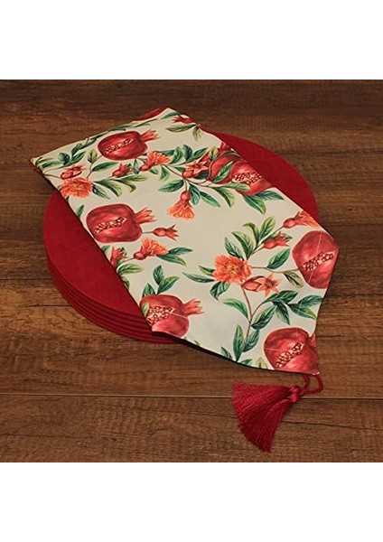 Desenli Beyaz Zemin Arka Plan Baskılı Runner Servis 40X150 cm fiyatları