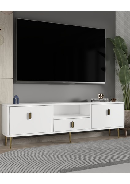 1323DROPCT-32 Tv Sehpası Beyaz-Altın