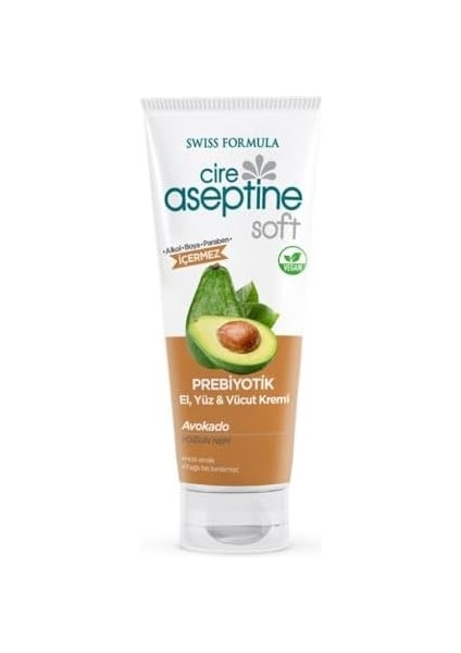 Cire Aseptine Soft Prebiyotik Avokado El, Yüz ve Vücut Kremi 75 ml