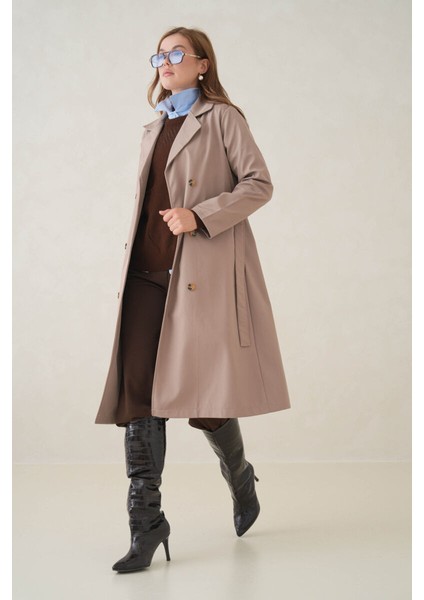 Su Geçirmez Kruvaze Yaka Sık Dokuma Kadın Trençkot modelleri