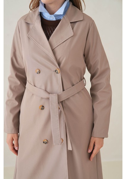 Su Geçirmez Kruvaze Yaka Sık Dokuma Kadın Trençkot fırsatları