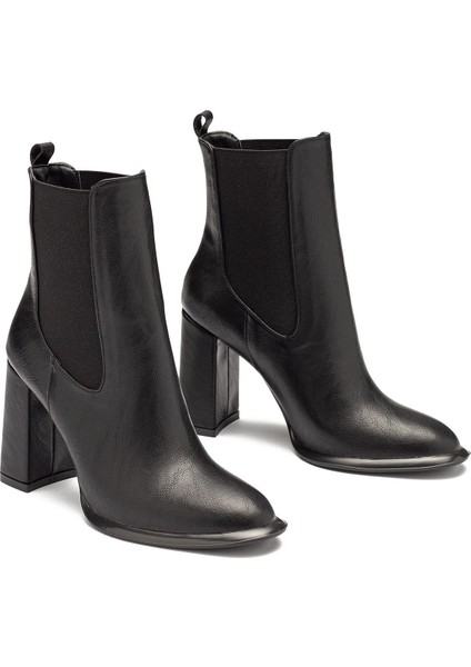 Kadın Kaymaz Taban Elastik Yan Bantlı Yüksek Topuklu Günlük Bot 1510