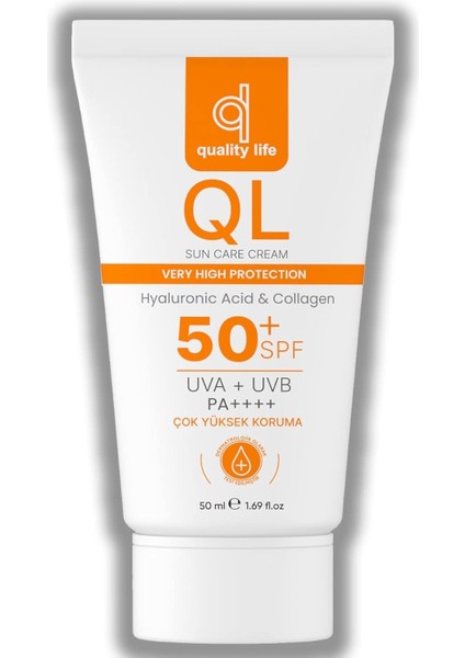 Quality Life Ql Yüz Güneş Kremi 50+ Spf Hyaluronik Asit ve Collagen 50 ml Uva + Uvb Çok Yüksek Koruma modelleri