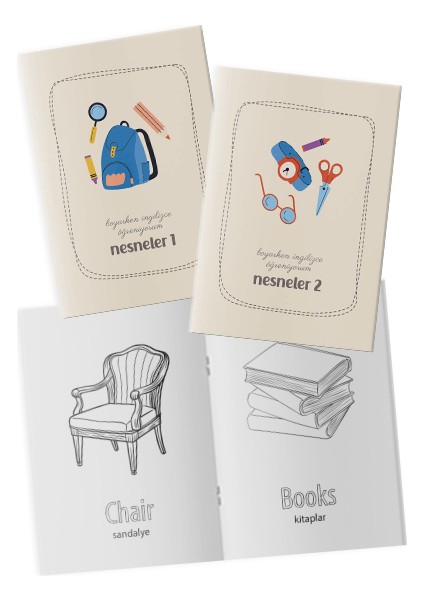 Boyarken Ingilizce Öğreniyorum – Nesneler Etkinlik Boyama Kitabı 2'li Set