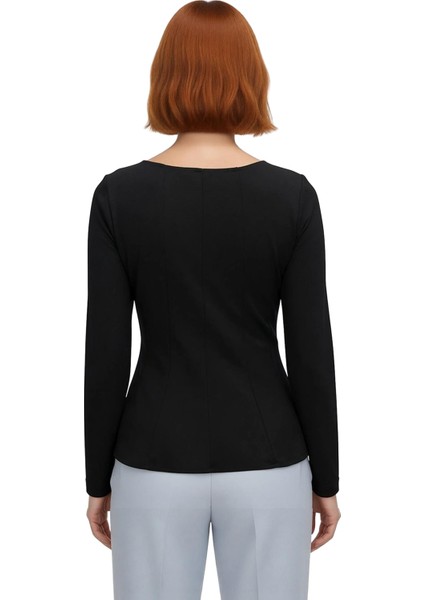 Kadın Regular Boy Peplum Kesim Kayık Yaka Bluz Kaliteli Şık Rahat Modern Zarif Günlük modelleri