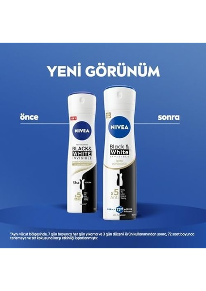 Nıvea Kadın Sprey Deodorant Black & White Invisible Ipeksi Pürüzsüzlük, Ter ve Ter Kokusuna Karşı 72 Saat Anti-Perspirant Koruma 150 ml fiyatları