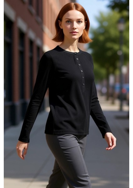 Stil Kadın Düğmeli Normal Kesim Fitilli Esnek Normal Boy Bluz Regular Örme Regular Kalıp modelleri