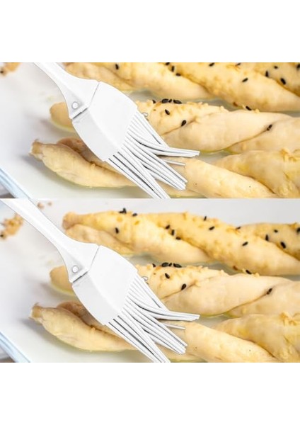 0520 2&apos;li Silikon Fırçalı Yağlık - Yağdanlık Erzak Saklama Kabı 350 cc Beyaz modelleri