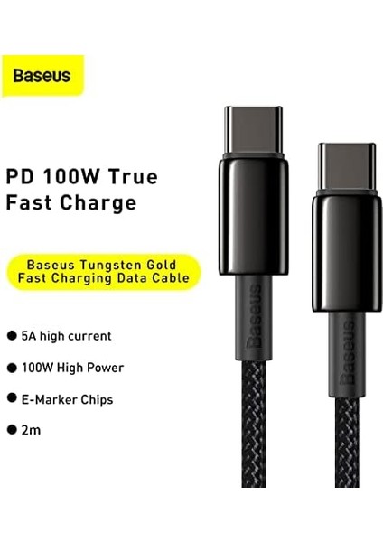 Hızlı Şarj Kablosu Type-C To Type-C 100W, 2m, Siyah fiyatları