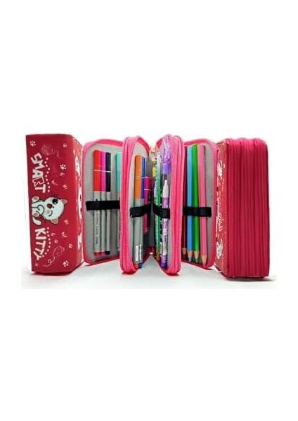 Kutusu Beyaz Kedi Organizer Vegan Deri Üç Bölmeli modelleri