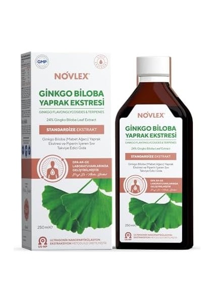 Novlex Ginkgo Biloba (Mabet Ağacı) ve Piperin Ekstraktı (Ekstresi) Içeren Sıvı Takviye Edici Gıda 250 ml
