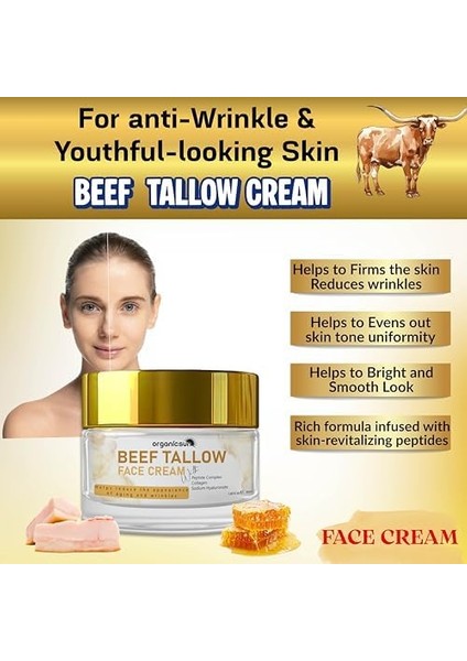 Organicsun Kuyruk Yağı Kremi | Kırışıklık & Yaşlanma Karşıtı Anti Aging Yüz Bakım Kremi 50ML - Collagen Ilaveli, Nemlendirici Etki fiyatları