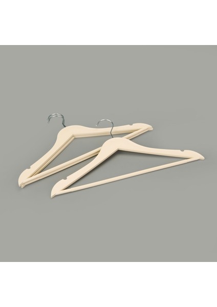 Living Ahşap Görünümlü 3'lü Plastik Askı - Krem - 43X23 cm