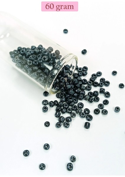 Litaetrend Dökme Cam Kum Boncuk Büyük Boy (6/0) 4 mm - 60 Gram - Siyah - BNC120