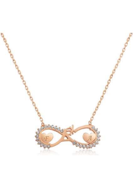 Gümüş Rose Kalpli Sonsuz Aşk Kolye
