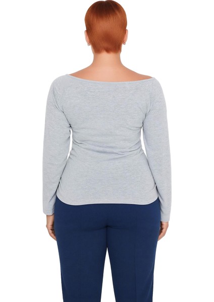 Genç Kadın Kayık Yaka Pamuklu Bluz Büyük Beden Uzun Kollu Günlük Kullanım Kaliteli Şık Rahat modelleri