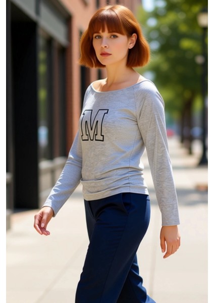 Genç Kadın Kayık Yaka Pamuklu Bluz Büyük Beden Uzun Kollu Günlük Kullanım Kaliteli Şık Rahat fırsatları