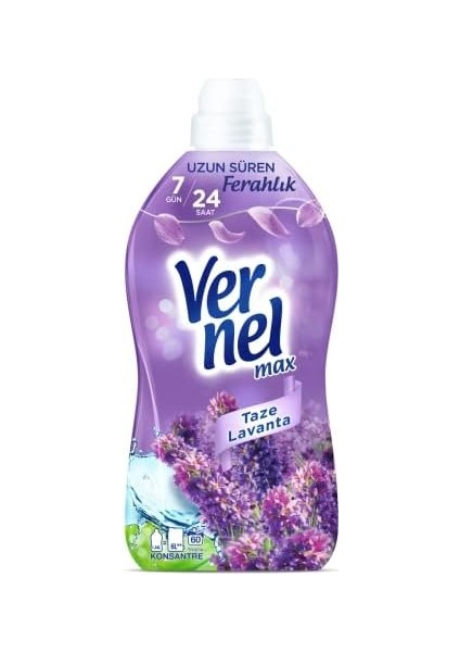 Vernel Max Taze Lavanta Kokulu 60 Yıkama Konsantre Çamaşır Yumuşatıcısı (1 x 1440 Ml) fiyatları