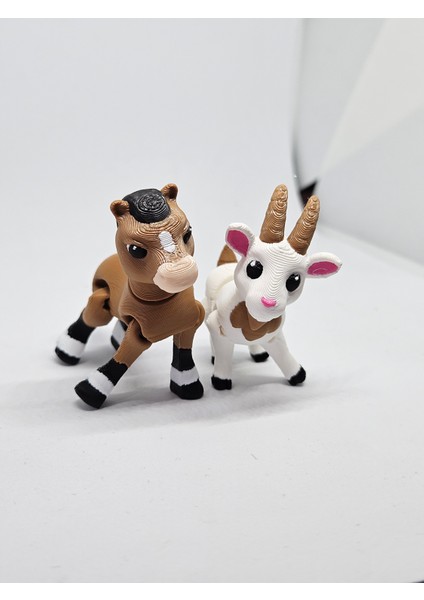 Aysbistudio 2li Set Mini Sevimli Keçi ve At Hayvan Oyuncak – Flexi Hayvan Figür +4 Yaş - Bpa Free modelleri