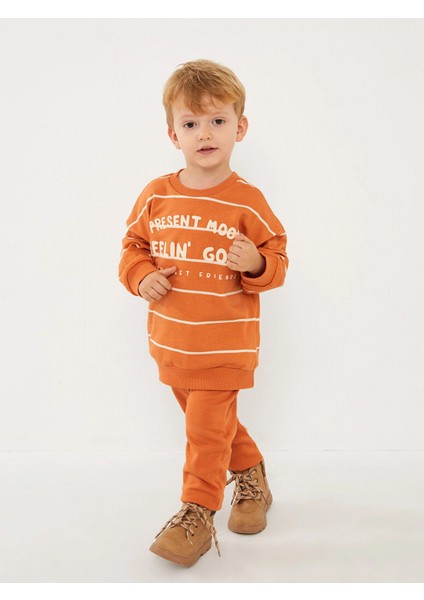 Lcw Baby Turuncu Bisiklet Yaka Uzun Kollu Erkek Bebek Sweatshirt ve Pantolon 2'li Takım fiyatları