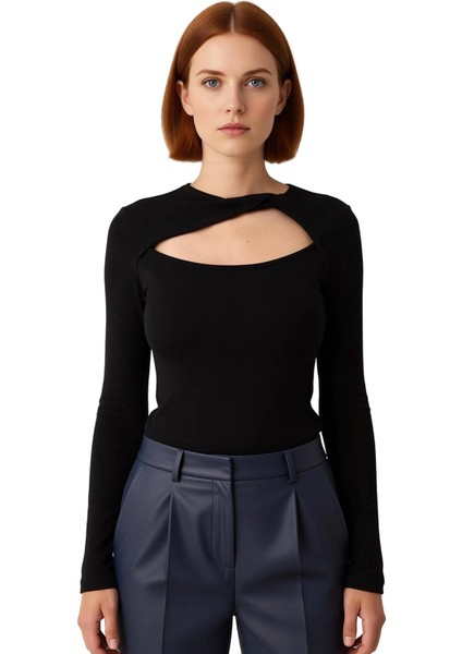 Kadınlar Için Drape Detaylı Vücuda Oturan Esnek Örme Bluz Kaliteli Şık Rahat Modern Zarif Günlük fiyatları