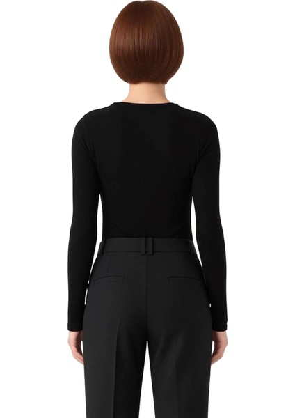 Kadınlar Için Drape Detaylı Vücuda Oturan Esnek Örme Bluz Kaliteli Şık Rahat Modern Zarif Günlük modelleri