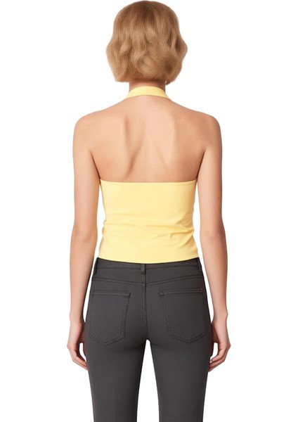 Kadın Halter Yaka Vücut Sarma Örme Bluz Kaliteli Şık Rahat Modern Zarif Günlük modelleri