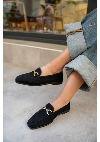 Aloha Siyah Süet Gold Detaylı Loafer fiyatları