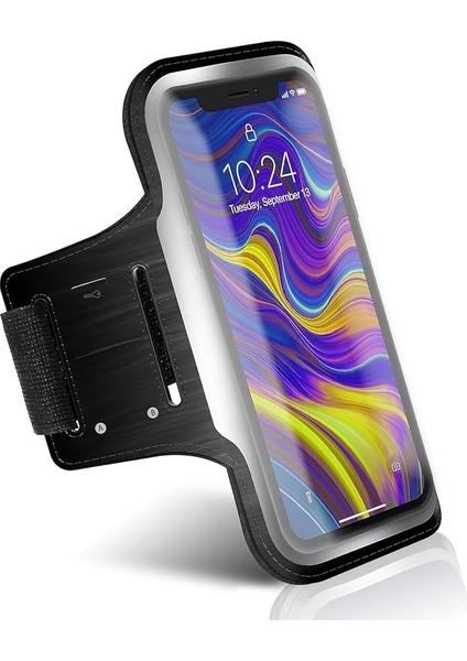iPhone Samsung Xiaomi Huawei ile Uyumlu Universal 6,9" Inç E Kadar Uyumlu Anahtar Koyma Bölmeli Spor Koşu Yürüyüş Için Kol Bandı Siyah