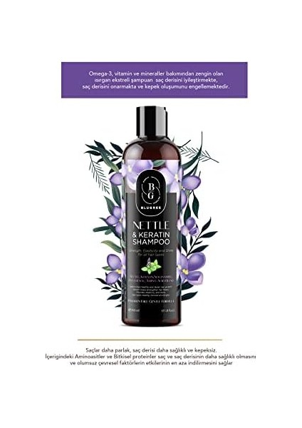 Blugree Isırgan ve Keratin Kepek Şampuanı 350 ml modelleri