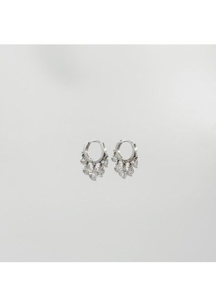 White Gold Plated Lidya Hoop Küpe