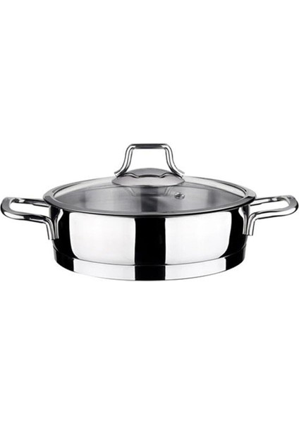 20CM Cam Kapaklı Çelik Sahan