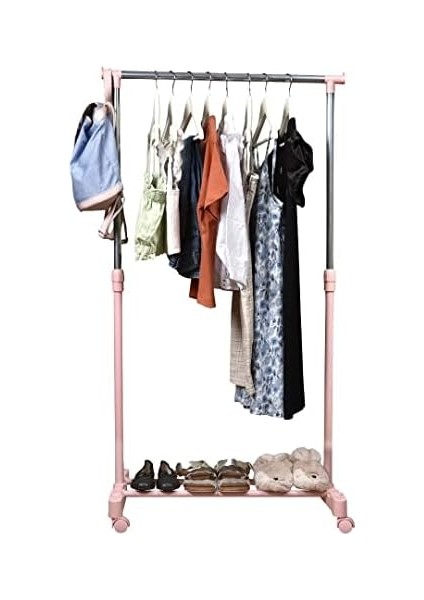 Teleskopik Tekerlekli Çocuk Askılığı (Pembe) fiyatları