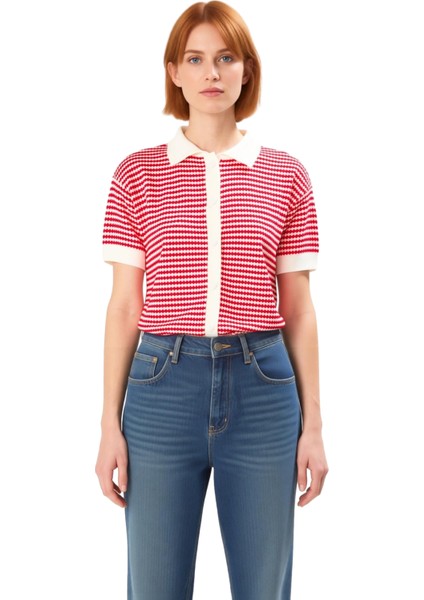 Kadın Kısa Kollu Polo Yaka Triko Bluz Günlük Şıklık ve Konfor Bir Arada Kaliteli Şık Rahat fiyatları