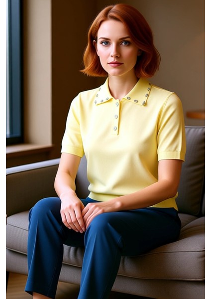 Kadın Polo Yaka Ince Triko Bluz Zarif Detaylı ve Konforlu Günlük Giyim Kaliteli Şık Rahat Modern fiyatları