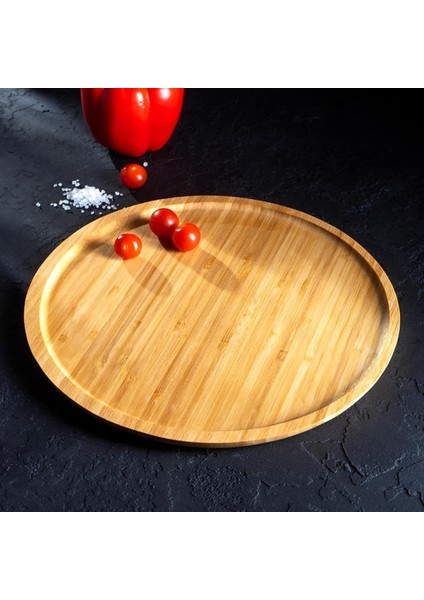 Bambu Lüx Yuvarlak Servis 25 * 25CM, Sunumluk & Çerezlik Sunum Tabağı