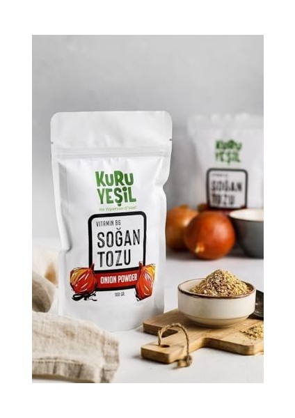 Kuru Yeşil Doğal Soğan Tozu - Katkısız, Yerli Üretim, Yoğun Aromalı, Vegan & Glutensiz Baharat - Toz Soğan Kuru Sebze Baharatı - 100 gr fiyatları