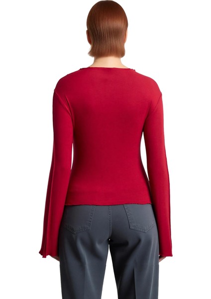 Kadın Bisiklet Yaka Nervürlü Fitted Örme Bluz Ispanyol Kol Detaylı Kaliteli Şık Rahat Modern fiyatları