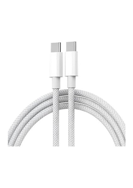 60W Type-C To Type-C Örgülü ve Şarj Kablosu 1m Beyaz K2795 (Orijinal Görünümlü) modelleri