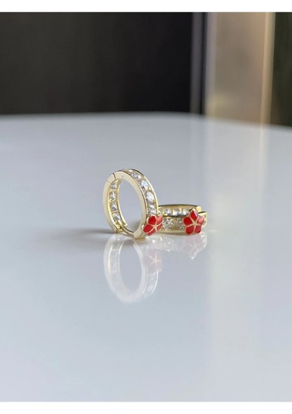 14 Ayar Altın Çiçek Desenli Mini Halka Küpe fiyatları