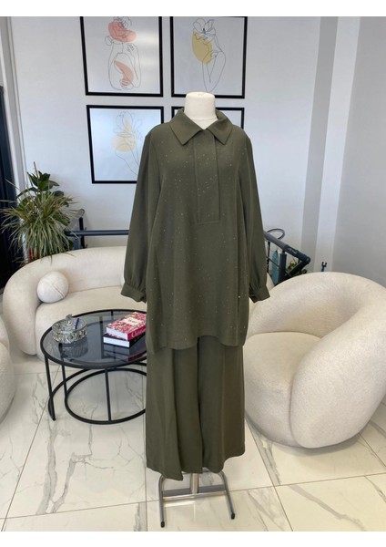 Nuss Taşlı Takım Haki