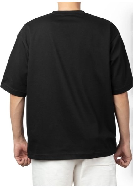 Summer Vacance Mood Oversize Unisex T-Shirt %100 Pamuklu Siyah